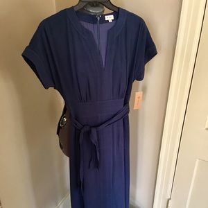Cremieux Navy Belted Tie Dress